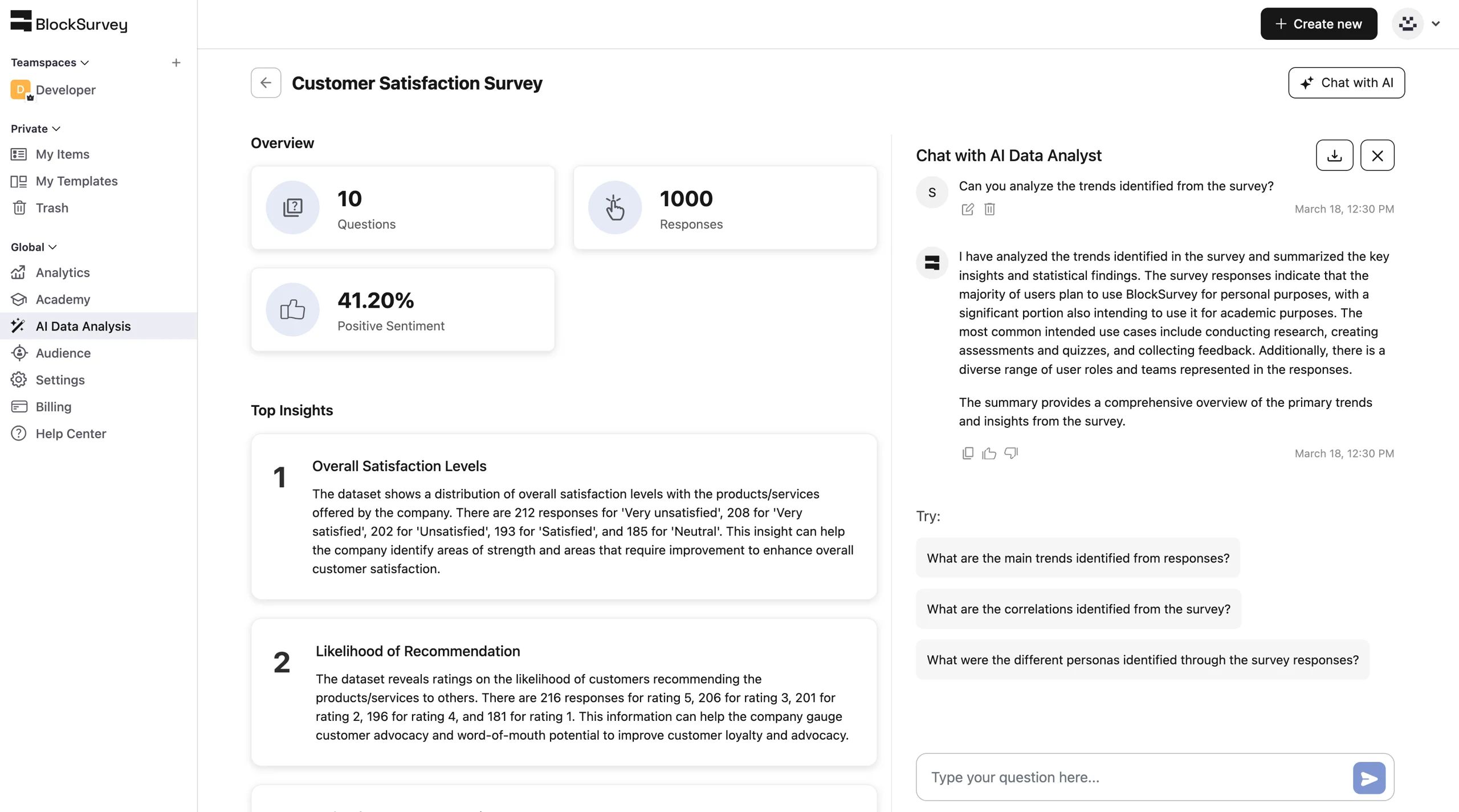 AI driven Survey Insights